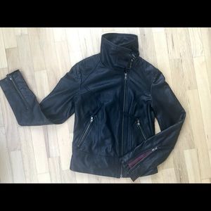 Calvin Klein Women’s Leather Moto Jacket XS BLK